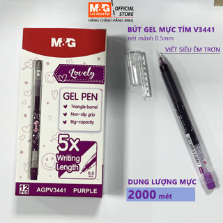 12 Cây Viết Mực Tím Đậm Nét Mảnh AGPV3441 Nhanh Khô Viết Êm Trơn Chữ Đẹp