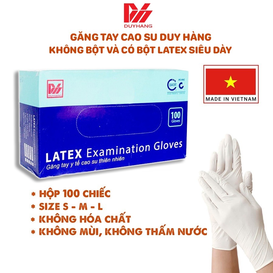 (Giá Sỉ ) Găng Tay Y Tế Duy Hằng, Găng Tay Cao Su Tự Nhiên Có Bột, Khô