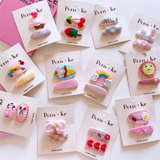 set kẹp tóc handmade vải nỉ hoạt tiết xinh cho bé