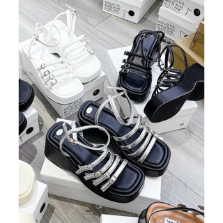 Giày sandal khoá tim quai dây mới đế xuồng da 7 phân