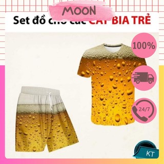 Bộ cao cấp "bia tiger" unisex bộ quần áo nam in chai bia hottrend