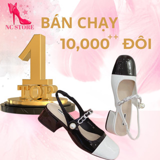 Sandal da bóng bít mũi vuông đen trắng hàng VNXK 𝓷𝓬𝓼𝓽𝓸𝓻𝓮 D12