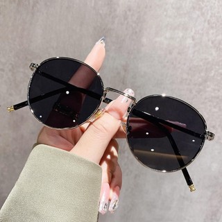 Mắt Kính Râm Nam Nữ Chống UV Kính Mắt Oval Gọng Kính Kim Loại Thầy Bói Thay Đươc Tròng Cận- 666