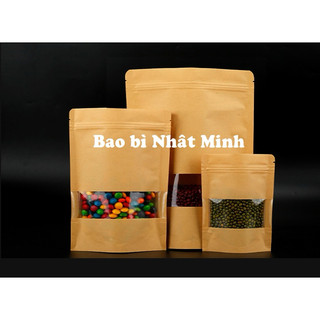 1kg 18x26 Túi zip giấy kraft màu Vàng có cửa sổ cán màng chống ẩm {HÀNG NHẬP}
