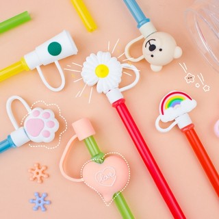 Nắp đậy ống hút silicon 3D hoạt hình dễ thương, straw topper nút đậy ống hút chống bụi nhiều màu - HILOGI