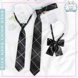 Cà Vạt Jk Tự Thắt, Nơ Thắt Sẵn - Cà Vạt Thắt Sẵn Bản 7Cm Đồng Phục Đen Xám Phong Cách Nam Nữ Sinh Nhật Bản