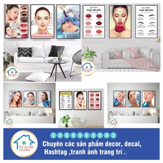 Trang spa , Bộ 3 tranh fomex tiêm filer , tranh trừu tượng , tranh trang trí phòng