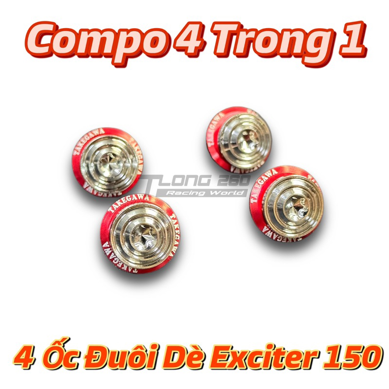 [ SALE SẬP SÀNG ] Compo 4 Ốc V2 Đuôi Dè Exciter 150 Salaya V2 Inox 304 Kèm Long Đền TAKEGAWA