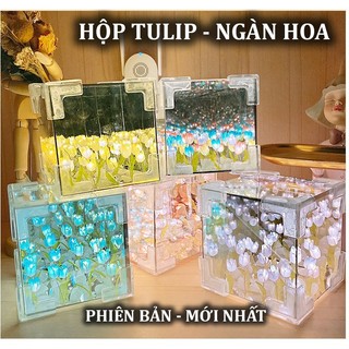 Hộp tráng Gương Hoa Tulip Decor handmade Trang Trí Đèn Led Làm Quà Tặng Siêu Đỉnh - ICE