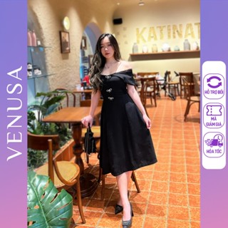 [ Hàng Sale Không Còn Kèm Ghim Cài ] Váy xòe nữ BIGSIZE trễ vai viền ren Venusa Store