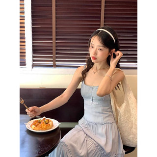 Đầm Hai Dây Quảng Châu Dáng Dài 3 Tầng Xoè Màu Xan Đại Dương Nàng Thơ Đi Biển Mới Nhất 2024
