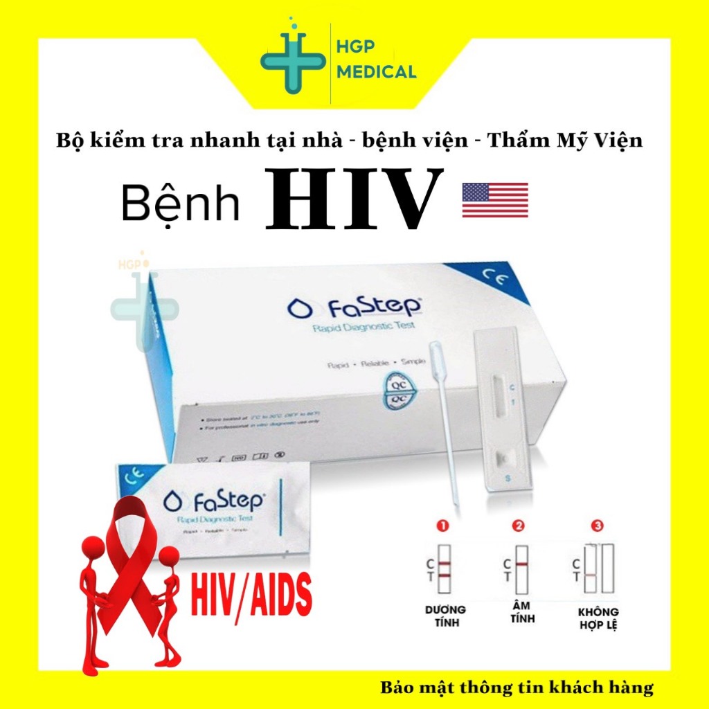 Hộp HIV FASTEP (40 bộ/ hộp) kiểm tra nhanh HIV tại nhà, phát hiện sớm HIV, đầy đủ dụng cụ test