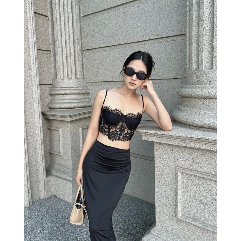 Áo 3 xương, áo croptop ren dáng corset có gọng nhiều màu sắc (mút mỏng lắp rời) | BigBuy360 - bigbuy360.vn