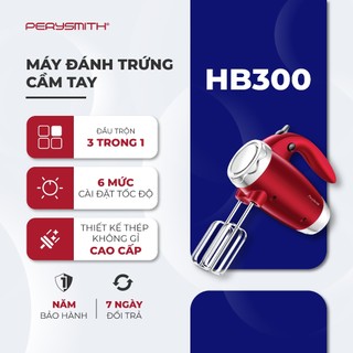 PerySmith HB300 Máy Đánh Trứng Cầm Tay Máy Trộn Bột Cầm Tay Gọn Nhẹ Công Suất 300W 6 Mức Tốc Độ