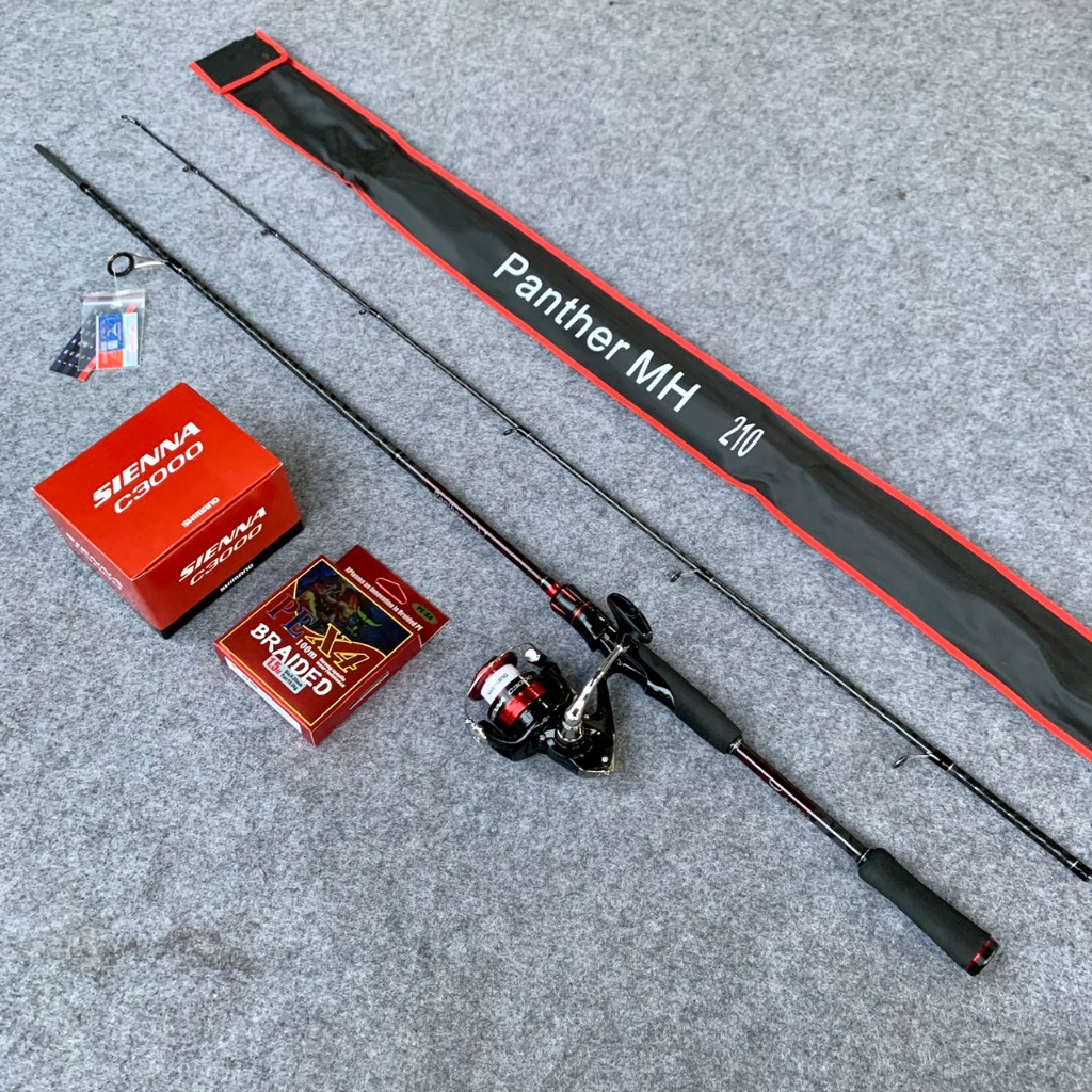 combo lure đứng cần toro panther size 2m1 độ cứng MH - máy câu shimano sienna C3000- dây Pe x4 toro