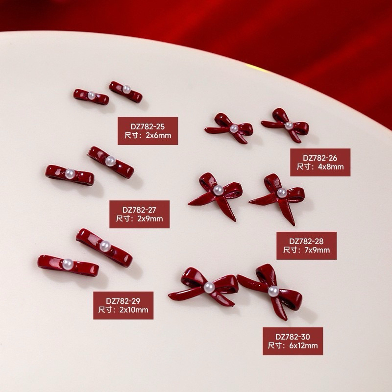 Charm nơ đỏ đính móng- giá 1 nơ