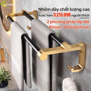 Thanh đôi dán tường nhà tắm có móc treo BUNA, thanh treo không cần khoan tường, thanh tro nhỏ gọn