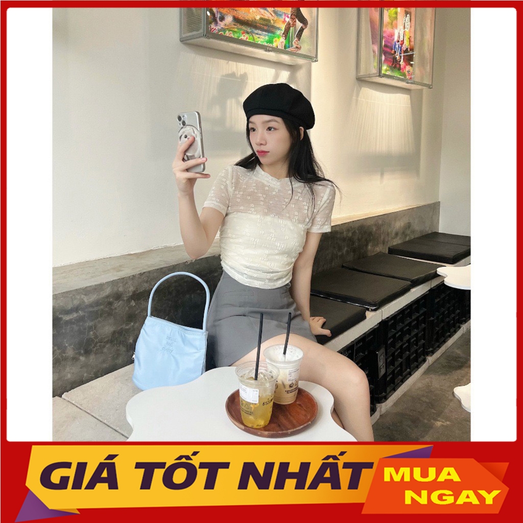 Set Áo Ren Hoa Mềm Cổ Tròn Dáng Crt (Kèm Áo 2S Bên Trong) M3264 - Yamy888