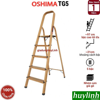 Thang nhôm ghế 5 bậc Oshima TG5 - 97 cm - thang vân gỗ
