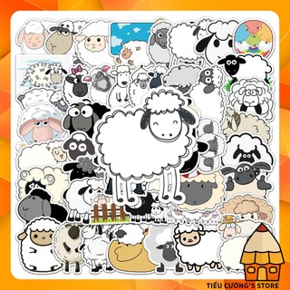 Set 10/20/50 Hình Dán Con Cừu 🐑 Sheep Sticker cute trang trí xe, điện thoại, laptop, nón bảo hiểm