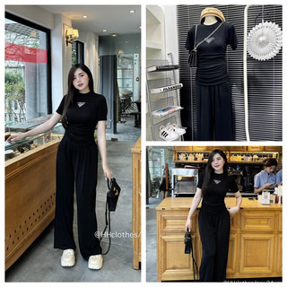 Bộ Prada Chất nhún nhũ kim cương Logo đá sáng đẹp Áo ôm body, co giãn, nhún eo tôn da