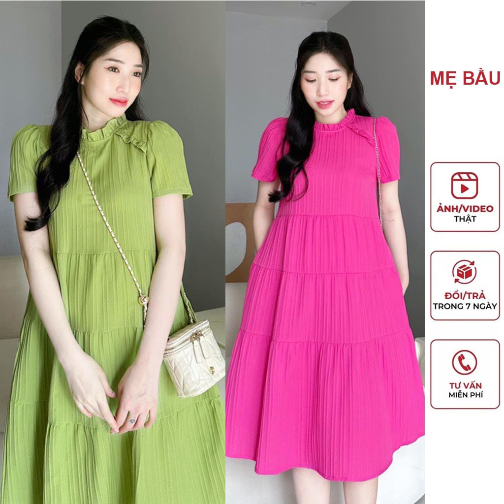 ĐẦM VÁY BẦU CÔNG SỞ CỘC TAY MÙA HÈ XINH DÁNG SUÔNG TẦNG DỄ PHỐI ĐỒ V793 - VÁY BABYDOLL FREESIZE