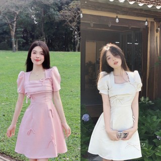 Váy nơ gấm cộc tay Rowan Tia19. Đầm nơ gấm