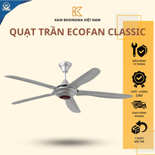 Quạt trần ECOFAN TLC 5 cánh màu bạc, 3 chế độ có điều khiển, công suất động cơ 80W