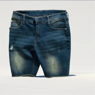 (HÀNG CAO CẤP)-Quần short jean màu xanh rêu rách xướt form vừa vẹn thoải mái
