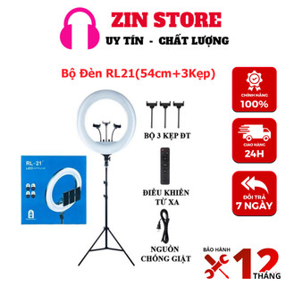 Bộ đèn livestream rl21 65w size 54cm + chân đèn + kẹp điện thoại - cực chắc chắn- hỗ trợ quay tiktok makeup