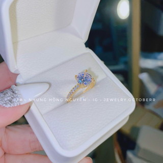  Nhẫn nữ bốn chấu đính đá 8li - Bạc ta phủ và.ng 18k MS679 