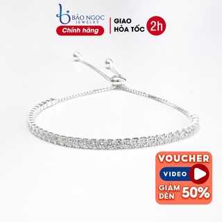 Lắc tay bạc nữ S925 dây rút đính đá thời trang có thể điều chỉnh theo size tay siêu xinh - LT2898 - Bảo Ngọc Jewelry