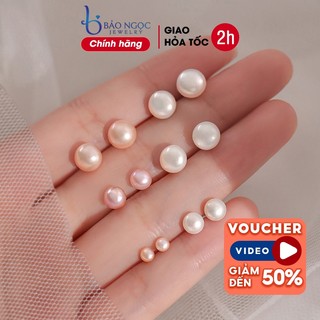 Bông tai ngọc trai chuôi bạc S925 nụ nhỏ xinh ngọc trai nuôi nước ngọt tự nhiên - B2510 - Bảo Ngọc Jewelry