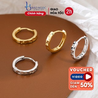 Khuyên tai bạc nữ S925 xi vàng 18K dáng tròn xinh xắn phong cách Hàn Quốc - B2705 - Bảo Ngọc Jewelry