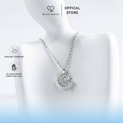 Dây Chuyền Bạc 925 Blue Peach DC Diamond in Circle size S V2 DC777