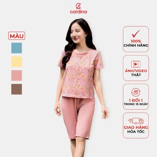 Bộ đồ nữ CARDINA chất liệu cotton lửng hoạ tiết thiết kế trẻ trung nắng động thoải mái  4BCL02