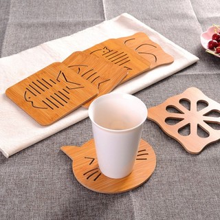 Miếng lót ly, lót cốc chén bằng gỗ hình dễ thương