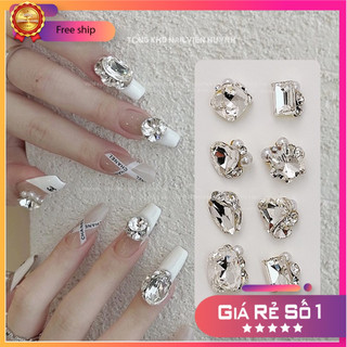 Đá khối mix trang trí móng cao cấp - set 14 viên đá màu trắng