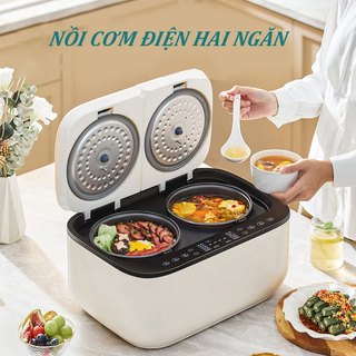 Nồi cơm điện, Nồi cơm điện 2 ngăn, Nồi cơm điện đôi 2 ngăn đa năng CHANGHONG màn hình cảm ứng điều khiển kép, Nồi cơm