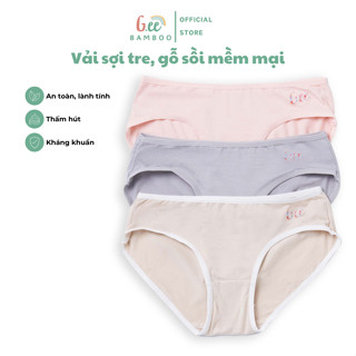Quần lót bé gái màu hồng be , Hộp 3 quần chíp bé gái vải sợi tre mềm mại thoải mái cho bé size 10-50Kg