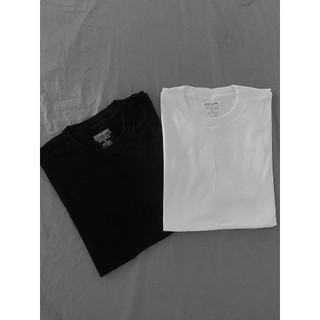 COMBO 02 Áo thun KIRKLAND TRẮNG & ĐEN Unisex Nam Nữ Trơn, Cổ Tròn, 100% Cotton, Oversize - BÔNG SHOP