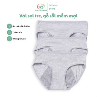 Quần lót bé gái màu xám chống tràn, Hộp 3 quần chíp tam giác vải sợi tre mềm mướt thoáng mát cho bé size 10-50Kg