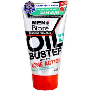 Sữa rửa mặt bioré cho nam sạch nhờn giảm mụn 100g oil buster white clay acne action