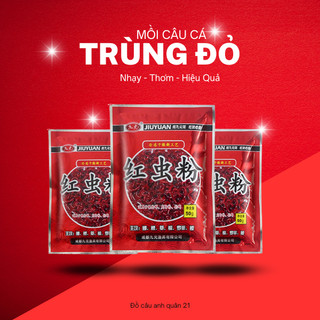 Mồi câu cá chép, trôi, trắm, diếc bột trùng đỏ - trùng chỉ để trộn mồi câu cá diếc chép rô mo21 -