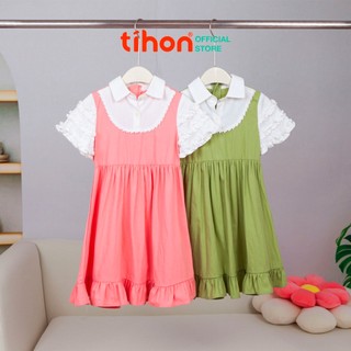 Váy cho bé gái dáng xòe TIHON cao cấp phối bèo điệu đà VT0760240