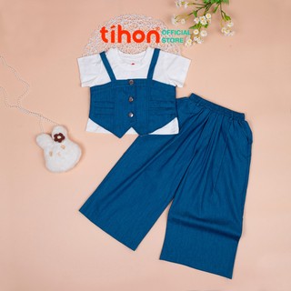 Bộ quần áo denim cho bé gái TIHON cao cấp chất liệu thoáng mát SET0760263