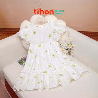 Váy cho bé gái TIHON chất liệu thô thêu cùng họa tiết hoa thêu xinh xắn VT0750625