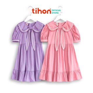 Váy cho bé gái TIHON nơ tai thỏ 2 màu hồng tím cho trẻ từ 3 đến 12 tuổi VD0750254