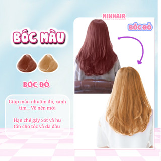 Thuốc bóc màu Minhair, Bóc đỏ, xanh,tím ( không bóc ĐEN)chuẩn tone tóc, kèm bao tay,trùm đầu,bịt tai
