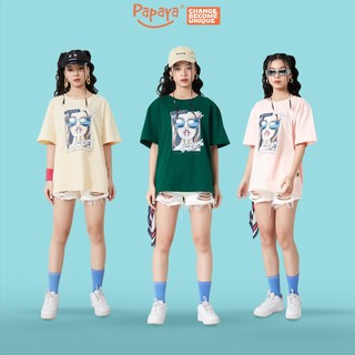 Áo Thun Tay Lỡ Nữ Papaya Queen Form Rộng Cotton Phông Nữ Oversize Local Brand In Hình